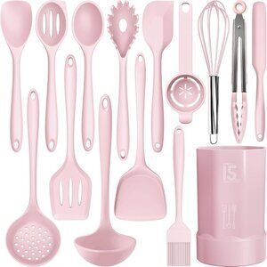 🆕 Silicone Heat Resistant Kitchen Utensils Turner Tongs Spatula Spoon Brush Set